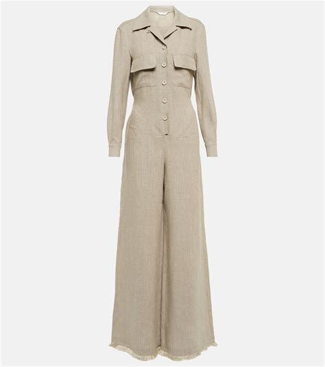 Max Mara Linen Jumpsuit In Natural Lyst