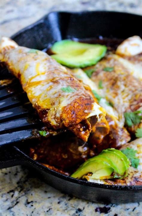 One Skillet Chicken Enchiladas For Two Allys Cooking