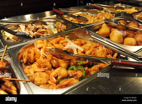 Hot Buffet Food In A Busy Chinese Restaurant Bradford West Yorkshire