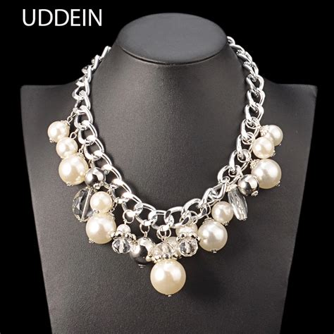 Uddein Bridal Jewelry Multi Layer Simulated Pearl Necklace For Women