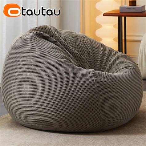 Otautau Pouf En Coton Gaufr Pur Avec Remplissage Eps Pouf De