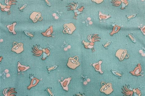 Small Chicken Print Fabric Tiny Print Rooster Eggs Chicks Etsy