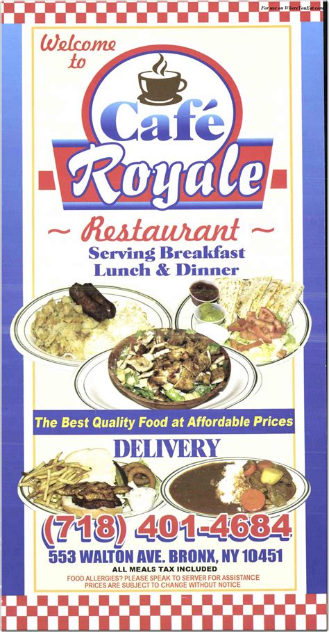 Cafe Royale Restaurant In The Bronx Menus And Photos