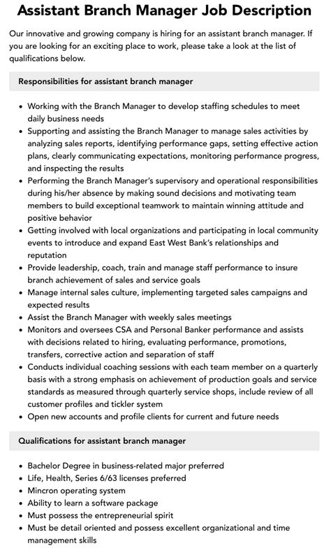 What Are The Roles And Responsibilities Of A Branch Manager