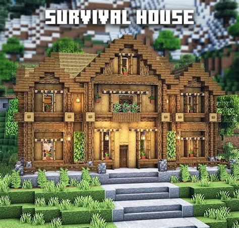 Minecraft Survival House | Minecraft starter house, Minecraft wooden ...