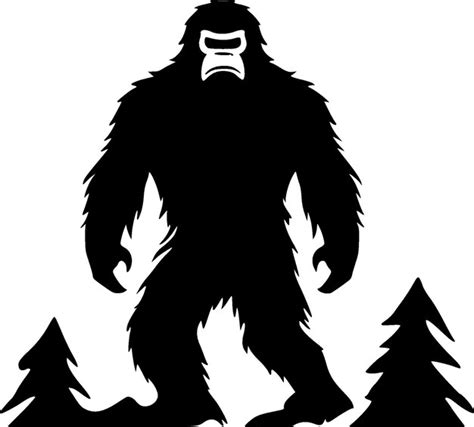 Bigfoot Schwarz Wei Vektor Illustration Premium Vektor