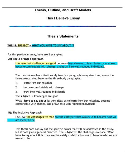 15 Thesis Outline Templates Sample Example Format Download Free