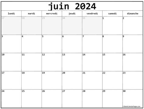 Juin Calendrier Imprimable Calendrier Gratuit En