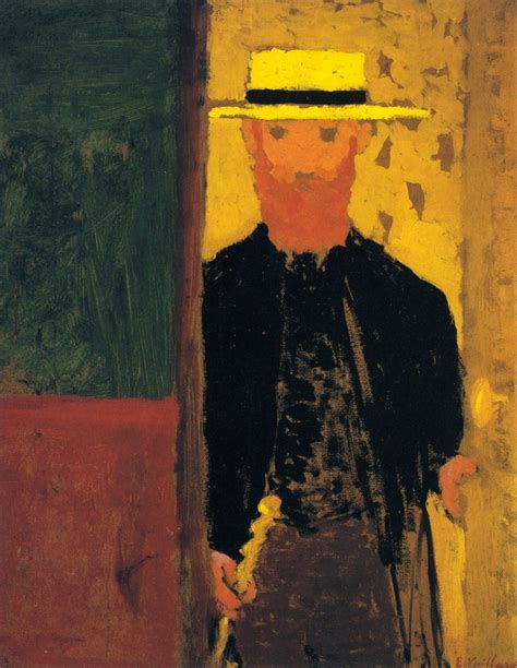 Self Portrait With Cane And Straw Hat Painting Edouard Vuillard Oil