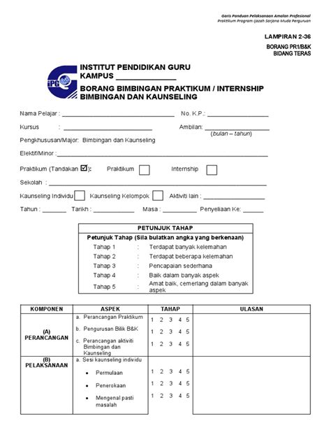 Borang Penyeliaan Pr1 Bnk Kolaboratif Pdf