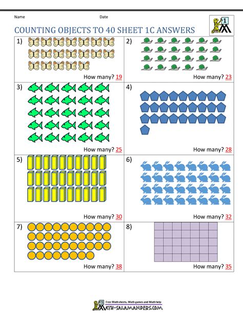 Printable Counting Worksheet Counting Up To 50