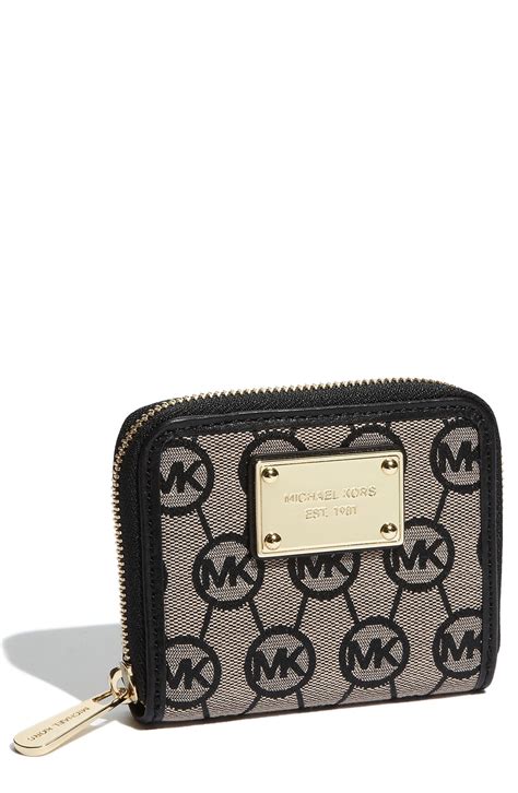 Michael Michael Kors Monogram Small Wallet In Black Beige Black
