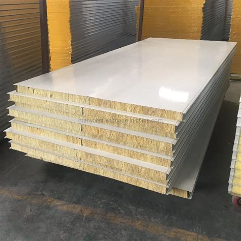 Fire Resistant Insulated Rock Wool Panel Sandwich Panel For Prefab