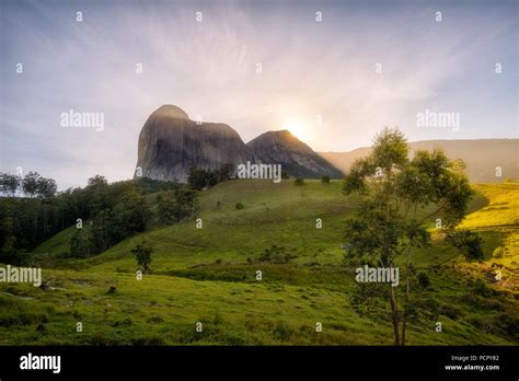 Sunrise in Pedra Azul (Blue Rock / Blue Mountain) from the viewpoint of ...