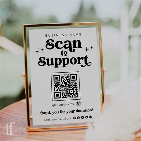 Retro Scan to Support Sign, QR code Donation Sign Canva Template | Dani ...