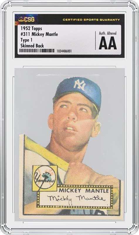 Csg Certifies A Distinctively Altered Topps Mickey Mantle Card Cgc