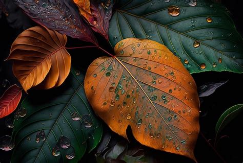 Premium Photo Wet Leaves Texture Generative Ai