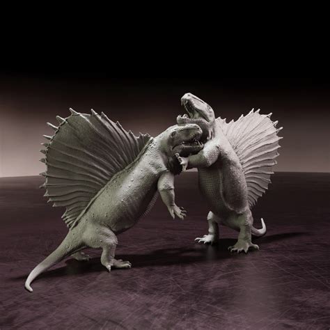Dimetrodon fight - prehistoric animal - Dino and Dog - Miniatures by ...