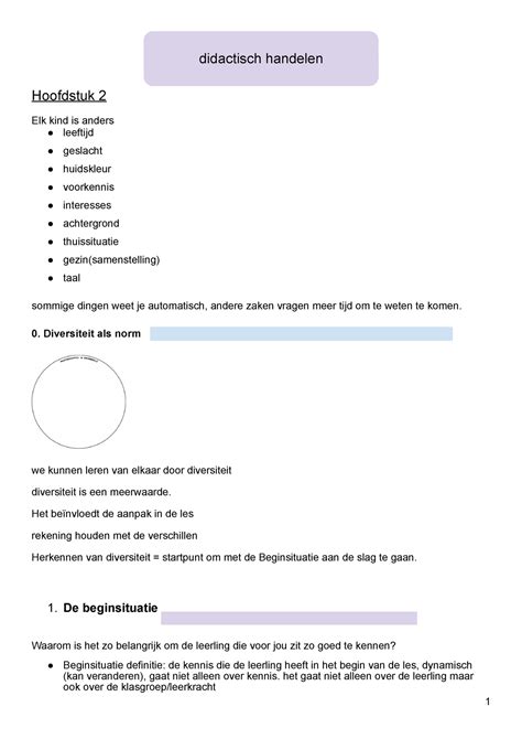 Samenvatting Didactiek Hoofdstuk 2 Didactisch Handelen Hoofdstuk 2