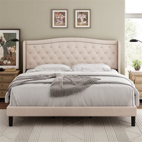 Buy HOSTACK Queen Size Bed Frame Modern Upholstered Platform Bed With