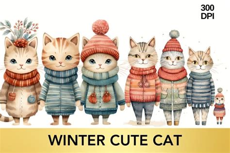 Winter Cute Cat Watercolor Graphic By Marishop99 · Creative Fabrica