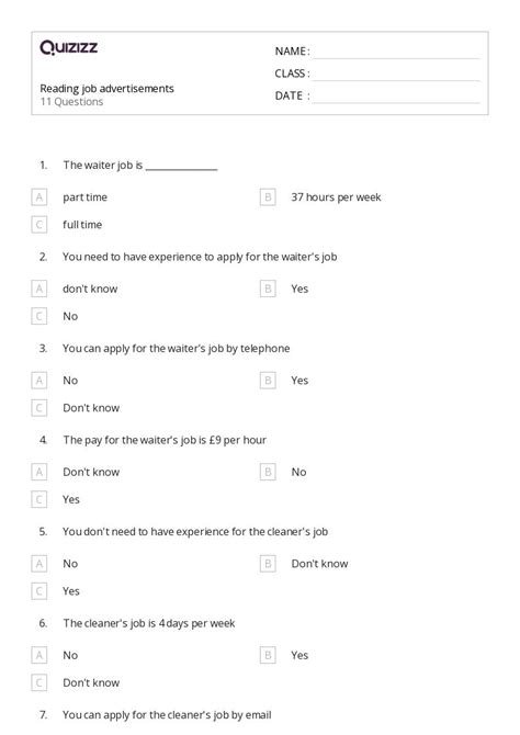 Reading Worksheets For Nd Year On Quizizz Free Printable