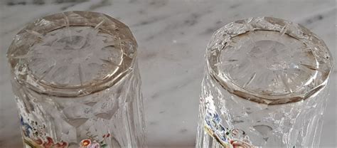 Proantic Paire De Goblets Anciens Xix S En Cristal Taill Et Fineme