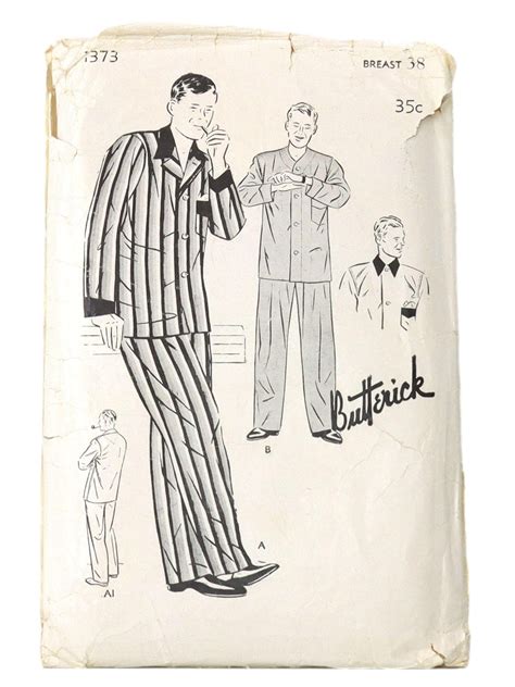 1940s Vintage Sewing Pattern 40s Butterick Pattern No 1373 Mens