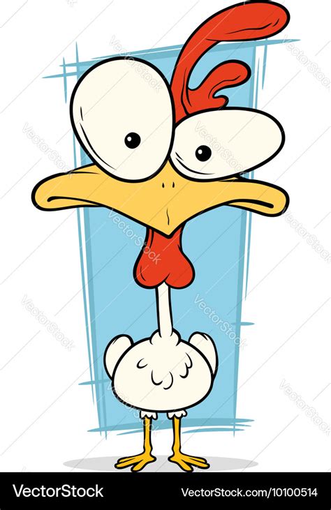 Cartoon Crazy Chicken With Big Eyes Royalty Free Vector