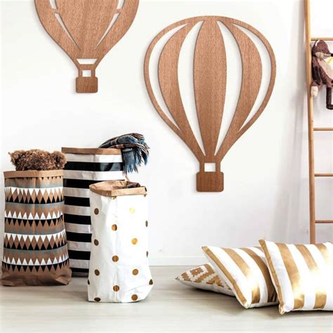 Houten Wanddecoratie Mahoniefineer Luchtballon Wall Art Nl