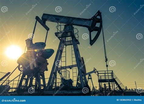 Oil Pump Rig Oil And Gas Production Oilfield Site Pump Jack Are