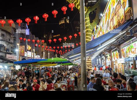 Kuala Lumpur Malaysia February A Crowded Street Scene Of