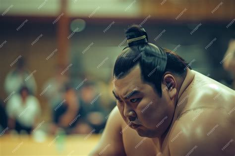 Premium Photo Sumo Wrestler With Hair Tied In Traditional Style