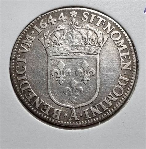 France. Louis XIV (1643-1715). 1/4 Écu 1644-A, Paris - Catawiki
