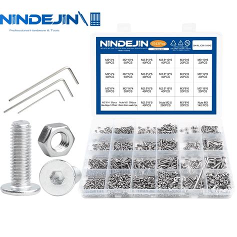 Nindejin Ultra Thin Head Screw Set M M Stainless Steel Socket Hexagon