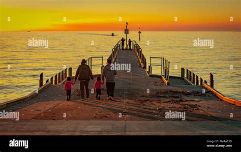Melbourne Australia Frankston Pier At Sunset Stock Photo Alamy