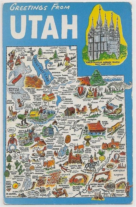 Pin By Me On American Vintage Tourist Map Utah Map Illustrated Map