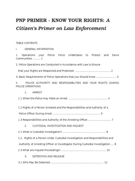 Pnp Primer Know Your Rights A Citizens Primer On Law Enforcement