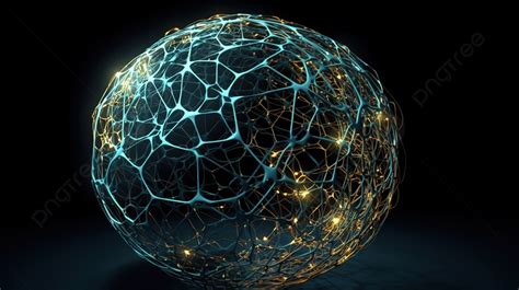 The Neural Network Sphere Surrounded From All Sides With Light Background 3d Illustration