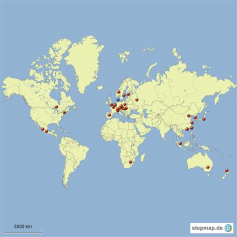 StepMap LEGO Group Standorte Landkarte für Welt