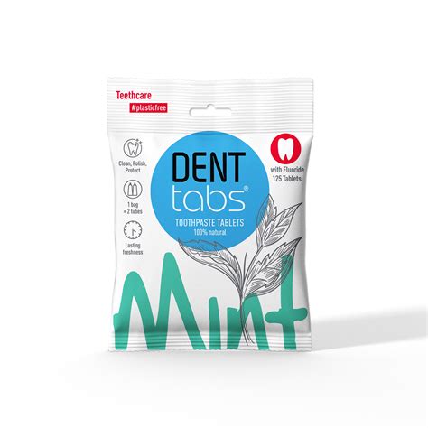 Denttabs Toothpaste Tablets Mint Flavor Plastic Free 125 Pieces With