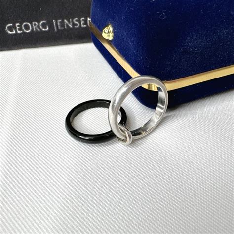 GEORG JENSEN 喬治傑生 木村黑瑪瑙雙環銀戒PopChill 拍拍圈