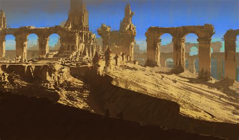 Artstation Giant Ruin Paul Chadeisson Fantasy Art Landscapes