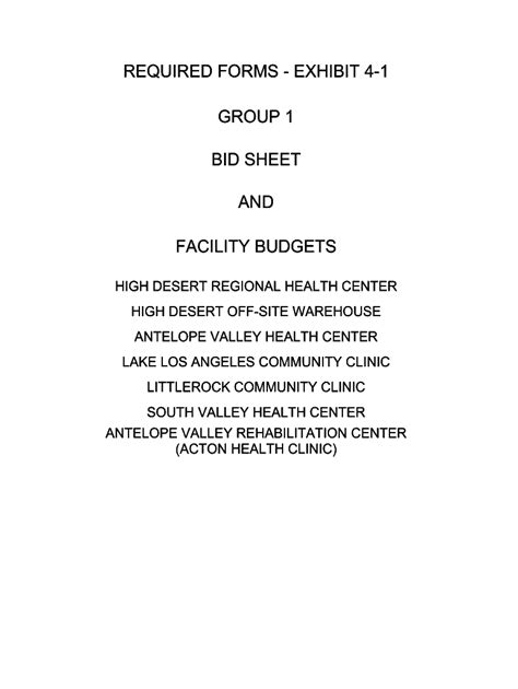 Fillable Online File Lacounty Required Forms Exhibit 4 1 Group 1 Bid