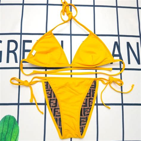Fendi Designer String Bikini Yellow Beach Babe Bikini