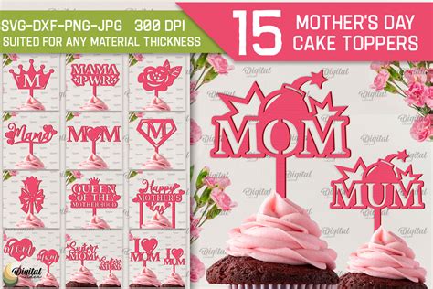 Mother S Day Cake Toppers Svg Bundle Graphic By Digital Idea Creative