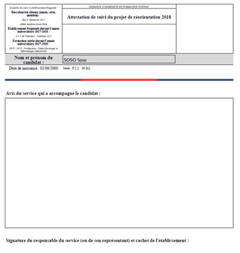 L attestation de suivi de projet de réorientation la fiche Avenir des