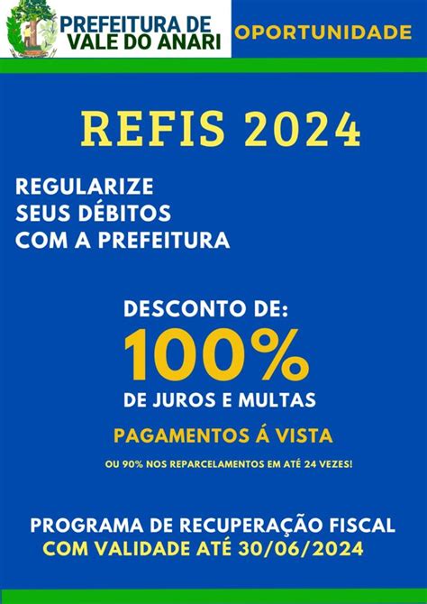 PREFEITURA LANÇA O REFIS 2024 PARA NEGOCIAÇÃO DE DÉBITOS DESCONTOS