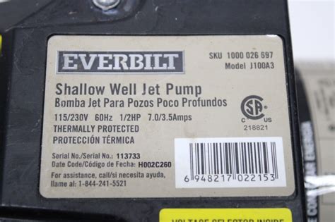 Everbilt Hp Shallow Well Jet Pump J A For Parts Or Repair Ebay