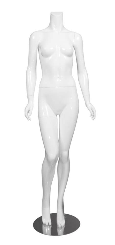 Female Mannequin Glossy White Headless Changeable Heads